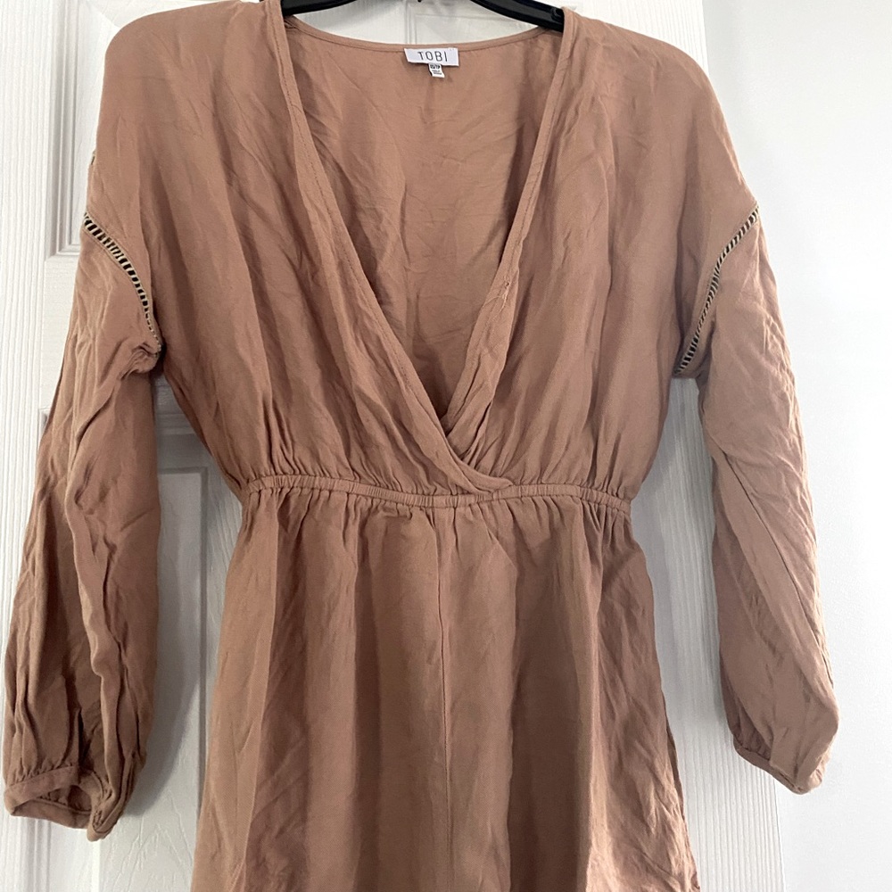 TOBI tan long sleeve romper